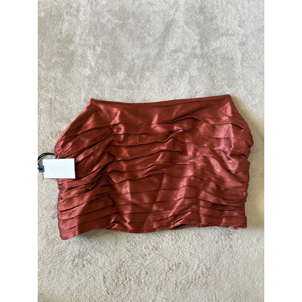 ASTR the‎ Label Ruffle Tube Top Bronze Party Cocktail Size S